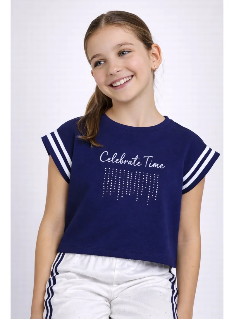 Victor And Jane  Girls 2 Pc Set Celebrate Time Top & Pants Set – Navy & White for Women | Best Price UAE